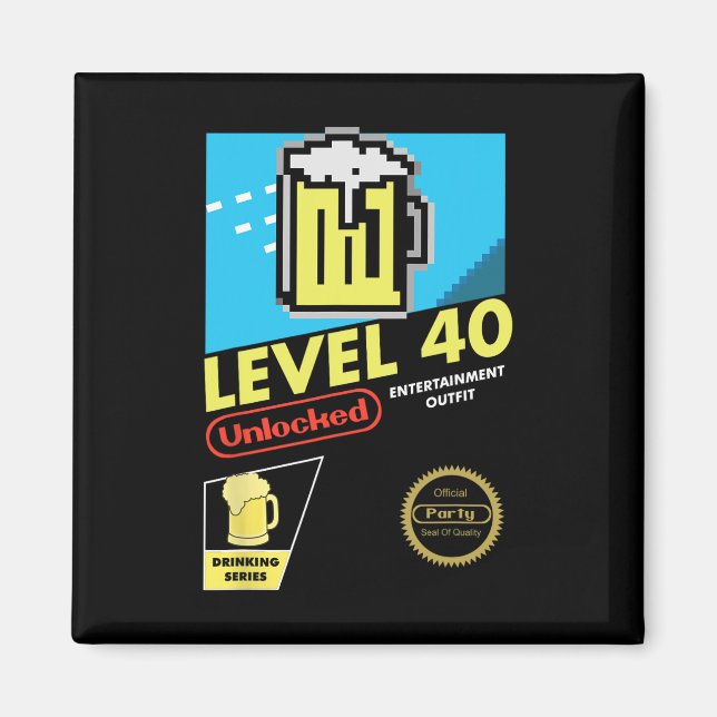 Aimant Niveau 40 Jeu vidéo déverrouillé 40e anniversaire (Devant)