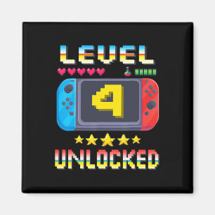 Aimant Niveau 4 Débloqué Chemise d'anniversaire 4 ans Jeu