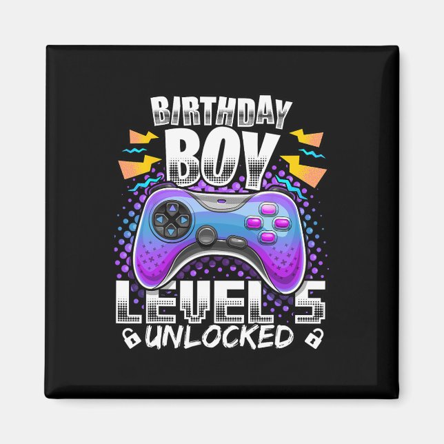 Aimant Niveau 5 Jeu vidéo déverrouillé 5e anniversaire Ga (Devant)