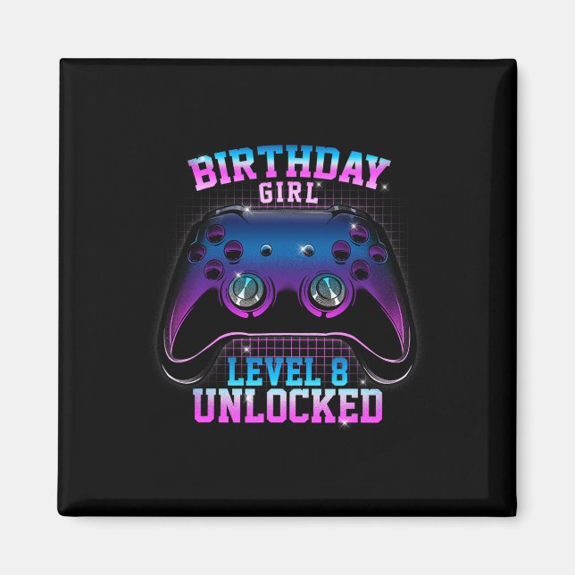 Aimant Niveau 8 Débloqué Mignon Jeu Vidéo 8ème Anniversai (Devant)