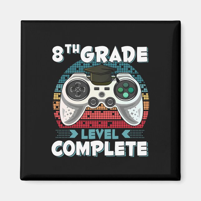 Aimant Niveau 8e année Gamer complet 8e année Graduation (Devant)