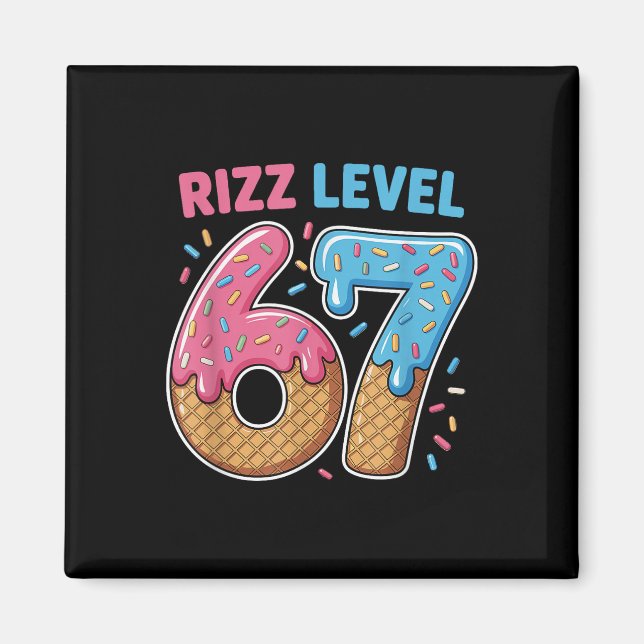 Aimant Niveau Rizz 67 Génération Alpha d'argot 67e Numéro (Devant)