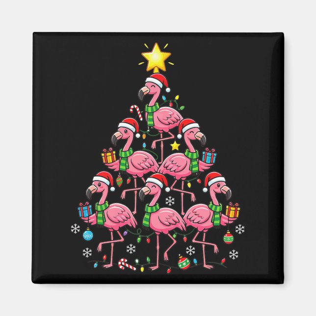 Aimant Nk Flamingo Christmas Tree Santa Flamingo Holiday  (Devant)
