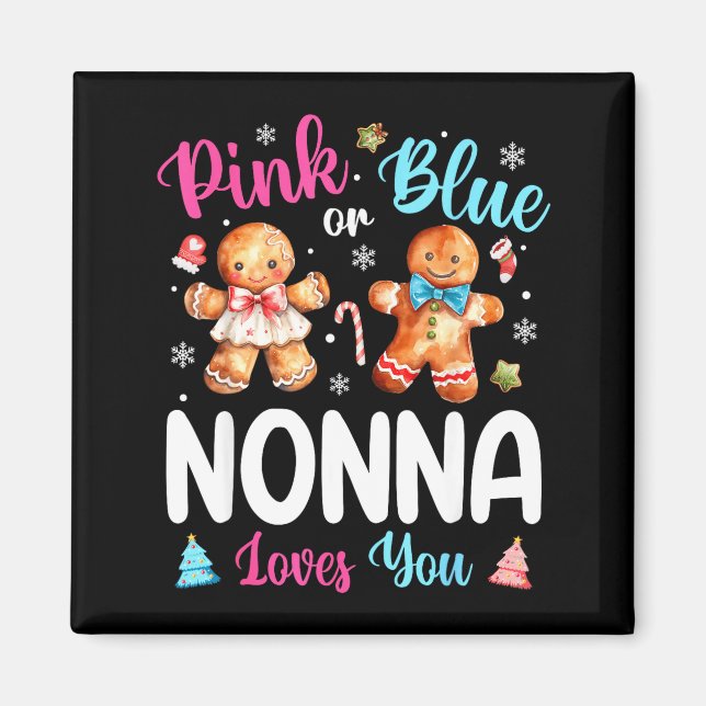 Aimant Nk Or Blue Nonna Loves You Gender Reveal Christmas (Devant)