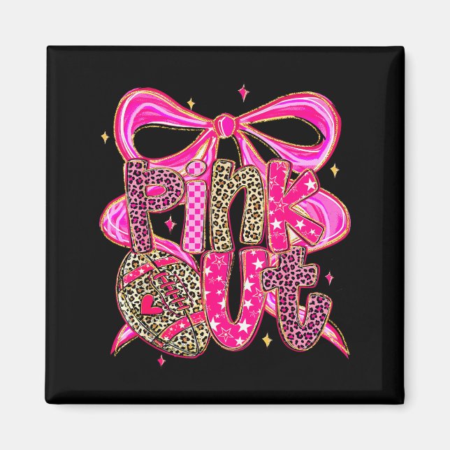 Aimant Nk Out Breast Cancer Football Coquette Bow Mom Gir (Devant)