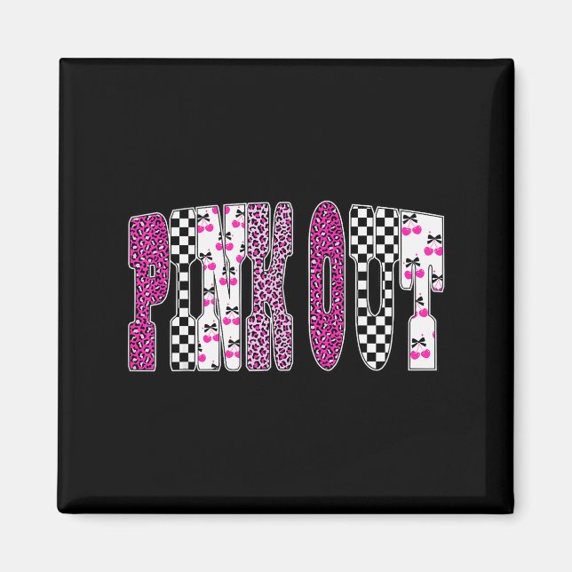 Aimant Nk Out Leopard Checkered Breast Cancer Football Ga (Devant)