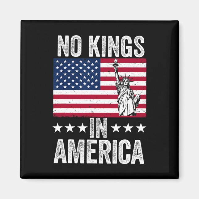 Aimant No Kings In America Flag Protest Save Democracy 9 (Devant)