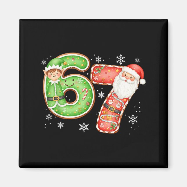 Aimant Noël 6 7 Six Sept Drôle 67 Mème Père Noël  (Devant)