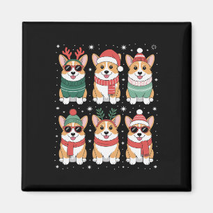 Aimant Noël à Corgi Santa Hat