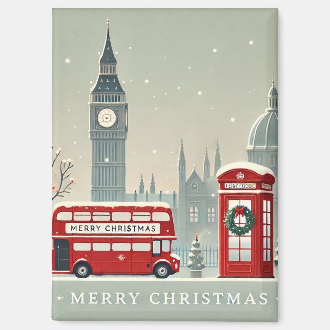 Aimant Noël à Londres | Big Ben & Londres festif (Recto)