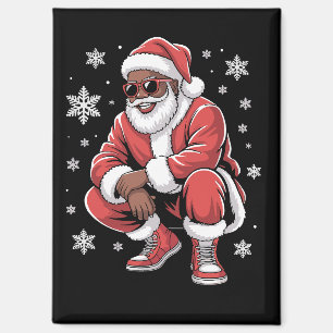 Aimant Noël afro-américain Pyjama Xmas Afro Père Noël