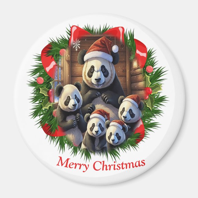 Aimant Noël avec un ours panda (Devant)