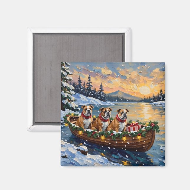Aimant Noël Bateau de Noël Bulldog (Recto/Verso)