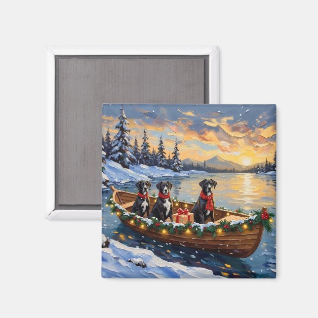 Aimant Noël Bateau de Noël Grand Danois (Recto/Verso)