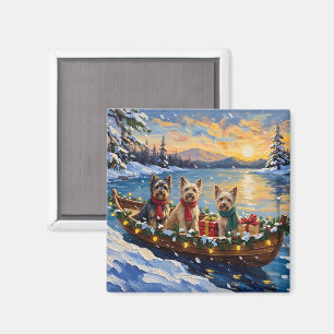 Aimant Noël Bateau de Terrier Tibétain Vacances