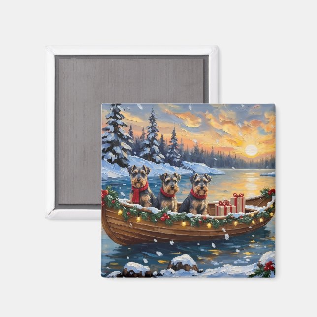 Aimant Noël Bateau Schnauzer Fêtes (Recto/Verso)