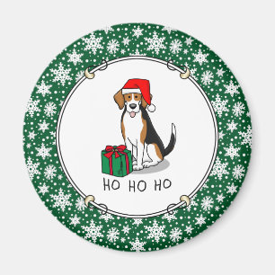 Aimant Noël Beagle de chapeau de Noël (tri couleur 3) Chi