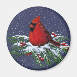 AIMANT NOËL : CARDINAL : OISEAU : ART