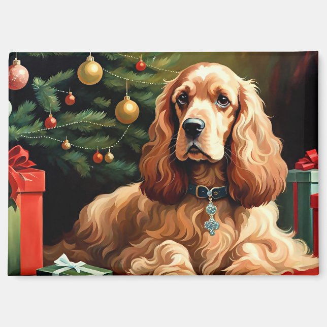 Aimant Noël Cocker Spaniel (Recto)