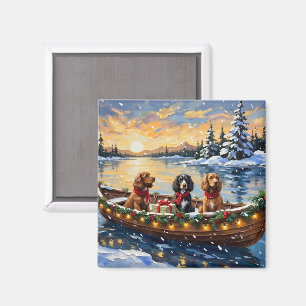 Aimant Noël Cocker Spaniel Bateau Fêtes
