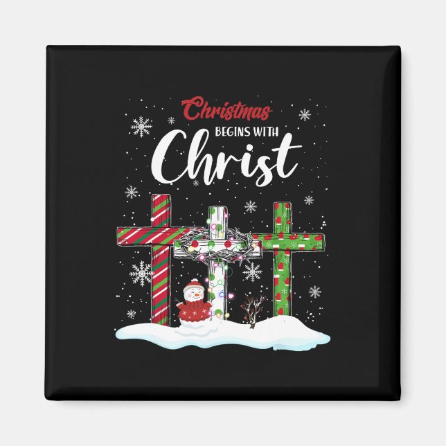 Aimant Noël Commence Avec Christ Snowman Christian Cro (Devant)