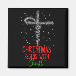 Aimant Noël Commence Avec La Croix Du Christ Chrétien Rel