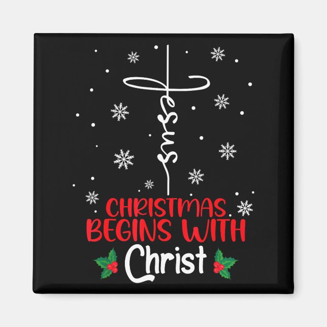 Aimant Noël commence avec le Christ Noël religieux X (Devant)
