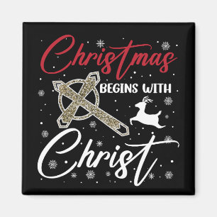 Aimant Noël commence avec le Christ Xmas chrétien