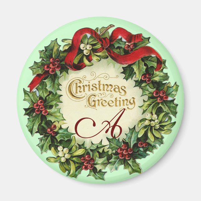 AIMANT NOËL COURONNE AVEC MISTLETOES ET BERRIES SAINES (Devant)