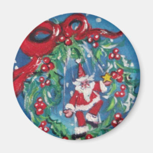 AIMANT NOËL COURONNE DE NUIT AVEC RIBBON ROUGE