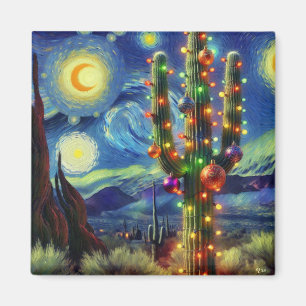 Aimant Noël dans le désert Sud-Ouest Saguaro Cactus