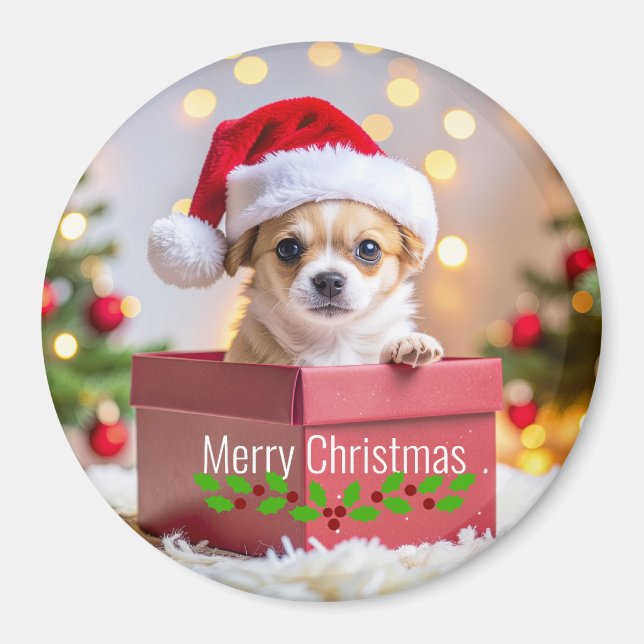 Aimant Noël de chiot Chihuahua (Devant)