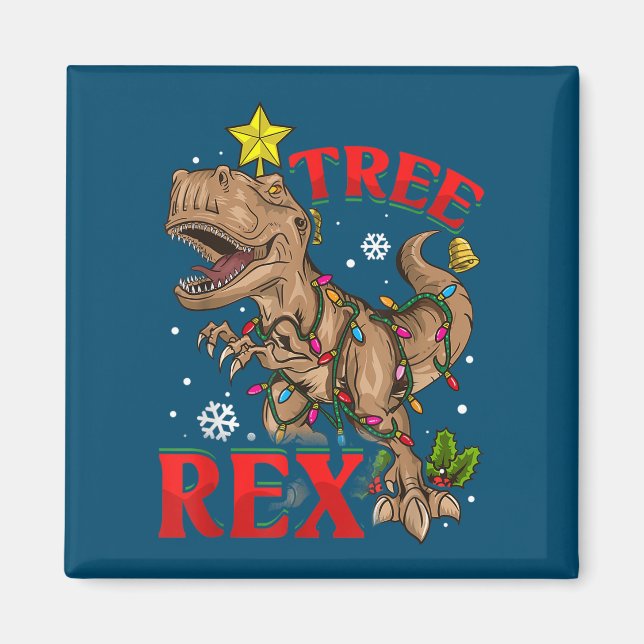 Aimant Noël Dinosaure Arbre Rex lumières TRex Xmas Cadeau (Devant)