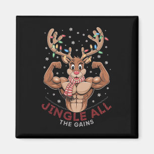 Aimant Noël drôle de Rennes Gym Workout Jingle All Th