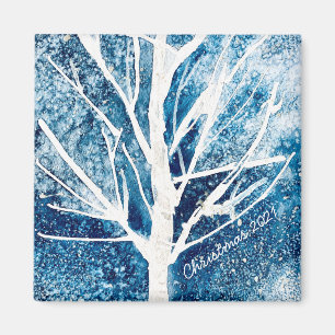 Aimant Noël du bouleau blanc d'hiver