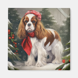 Aimant Noël du chien espagnol Cavalier King Charles