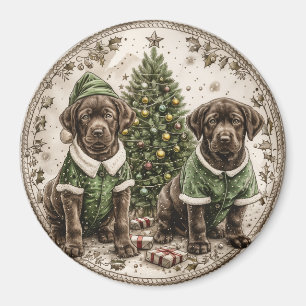 Aimant Noel Elf Labrador Retriever Puppy
