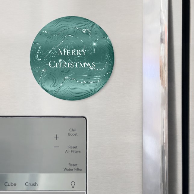 Aimant Noël émeraude vert Glitzy Marble (In situ (réfrigérateur))