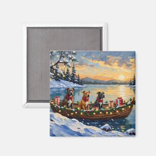 Aimant Noël en bateau avec Pitbull