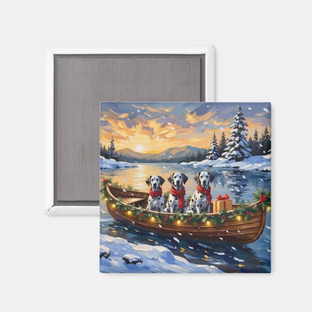 Aimant Noël en bateau dalmate (Recto/Verso)