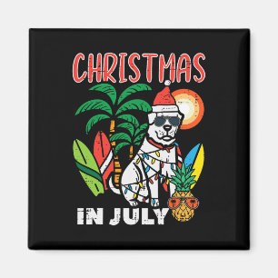 Aimant Noël en Juillet Amateur de Chien Plage Xmas Été Ho
