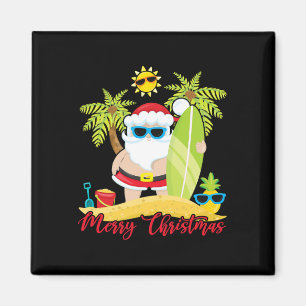 Aimant Noël en juillet Santa Été Surf Plage Surf