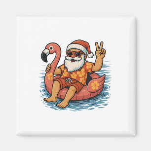 Aimant Noël en juillet Santa Flamant Rose Eté Xmas Garçon