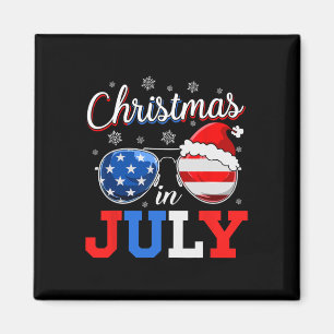 Aimant Noël en juillet Sungles Santa Drapeau américain 4