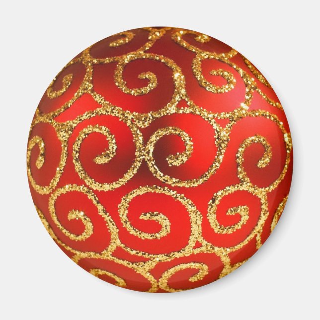 Aimant Noël En Rouge Et En Or (Devant)