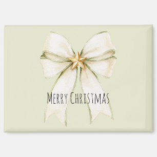 Aimant Noël étoile dorée ruban menthe blanche