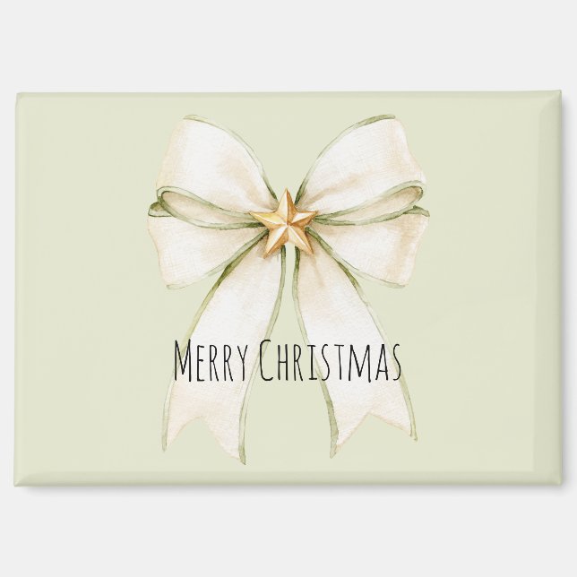 Aimant Noël étoile dorée ruban menthe blanche (Recto)