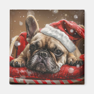 Aimant Noël Festif Bouledogue Français