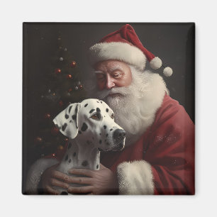 Aimant Noël festif Dalmatien avec le Père Noël