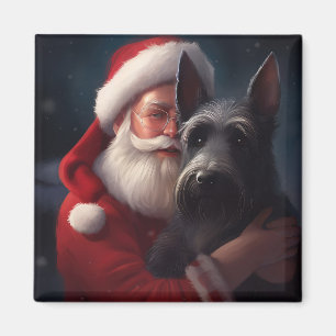 Aimant Noël festif écossais du Terrier Santa Claus